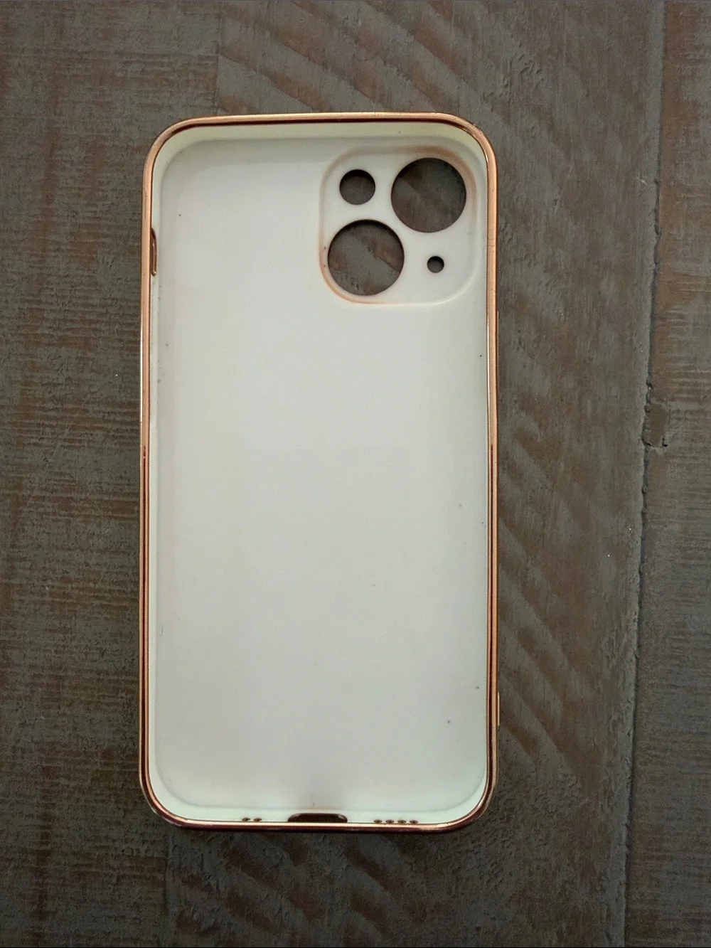 White Heart Accent Phone Case with Rose Gold Trim for IPhone Mini